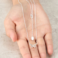 Silver Plated Butterfly Necklace Created with Zircondia® Crystals