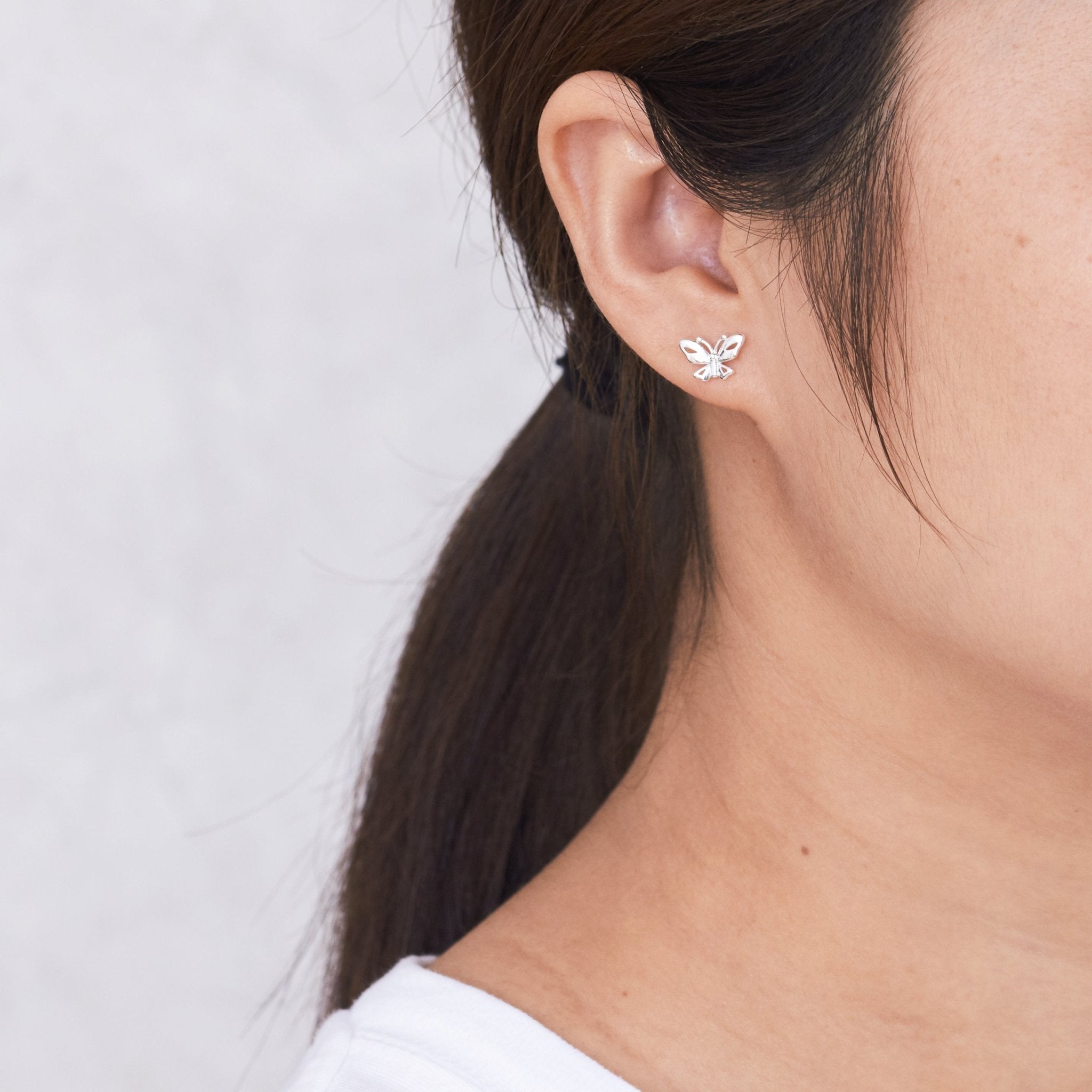 Silver Plated Butterfly Stud Earrings