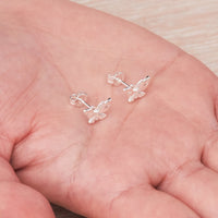 Silver Plated Butterfly Stud Earrings