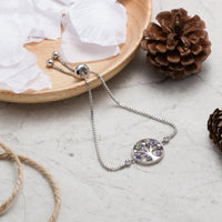 Silver Plated Chakra Tree of Life Bracelet Created with Zircondia® Crystals