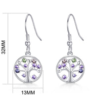 Silver Plated Chakra Tree of Life Drop Earrings Created with Crystals from Zircondia®