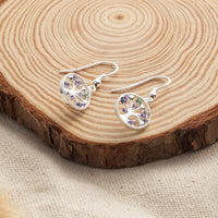 Silver Plated Chakra Tree of Life Drop Earrings Created with Crystals from Zircondia®