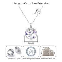 Silver Plated Chakra Tree of Life Necklace Created with Zircondia® Crystals
