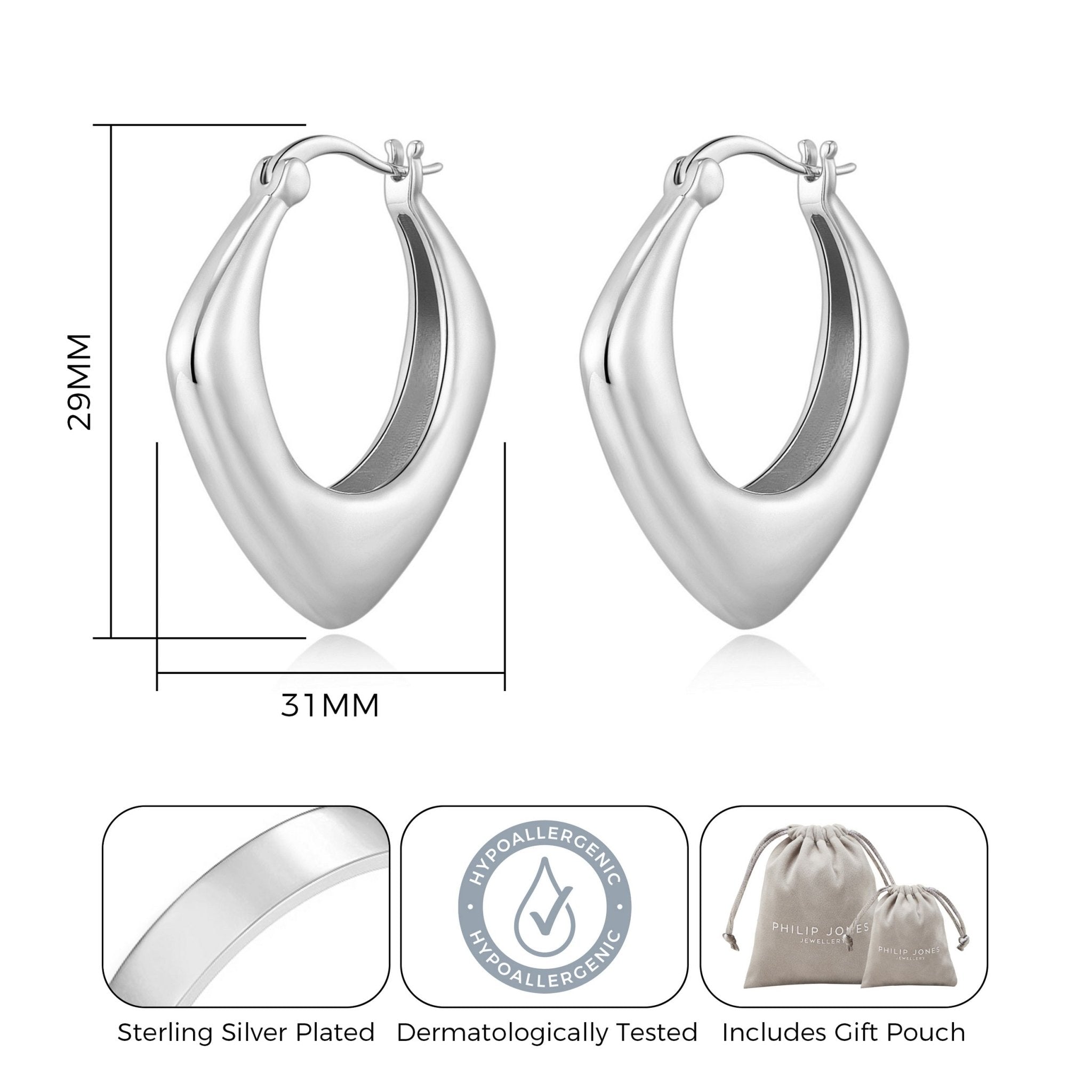 Silver Plated Chunky Hoop Earrings