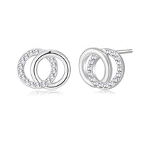 Silver Plated Circle Link Earrings Created with Zircondia® Crystals