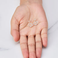 Silver Plated Circle Link Earrings Created with Zircondia® Crystals