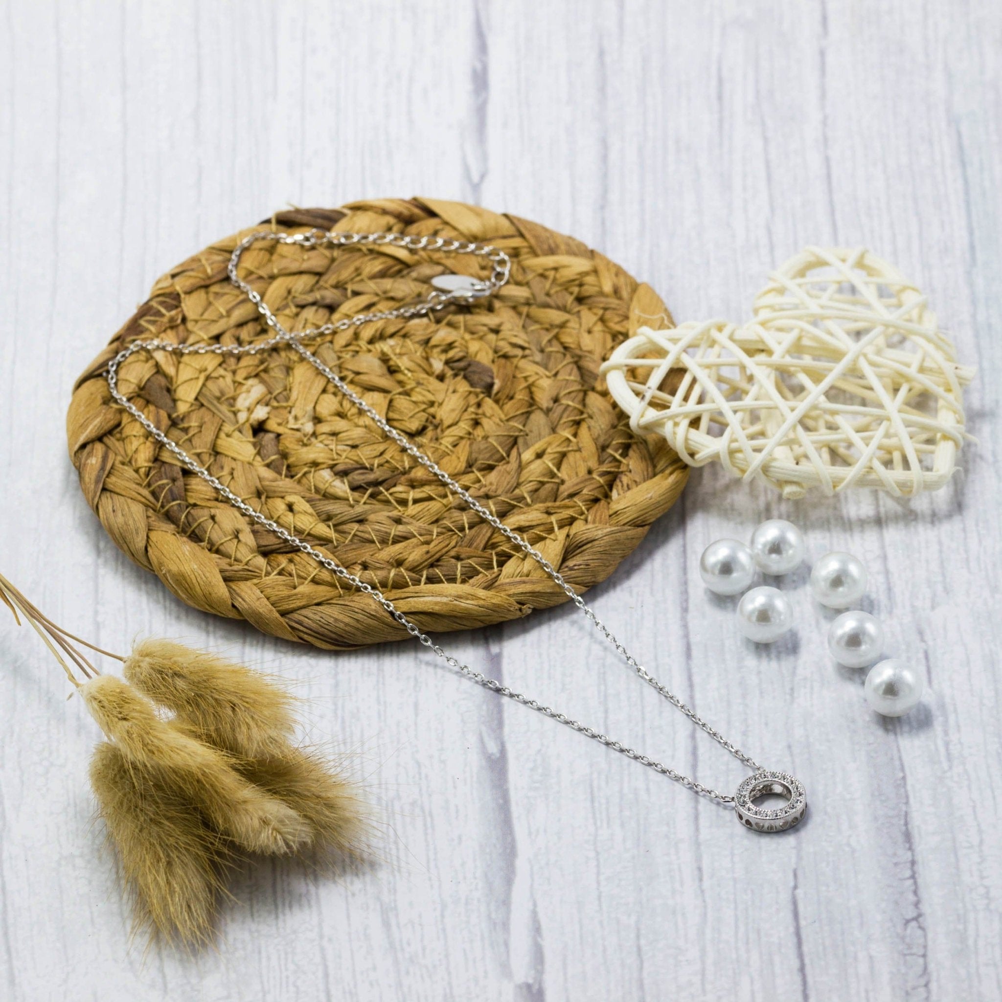 Silver Plated Circle of Life Necklace Created with Zircondia® Crystals