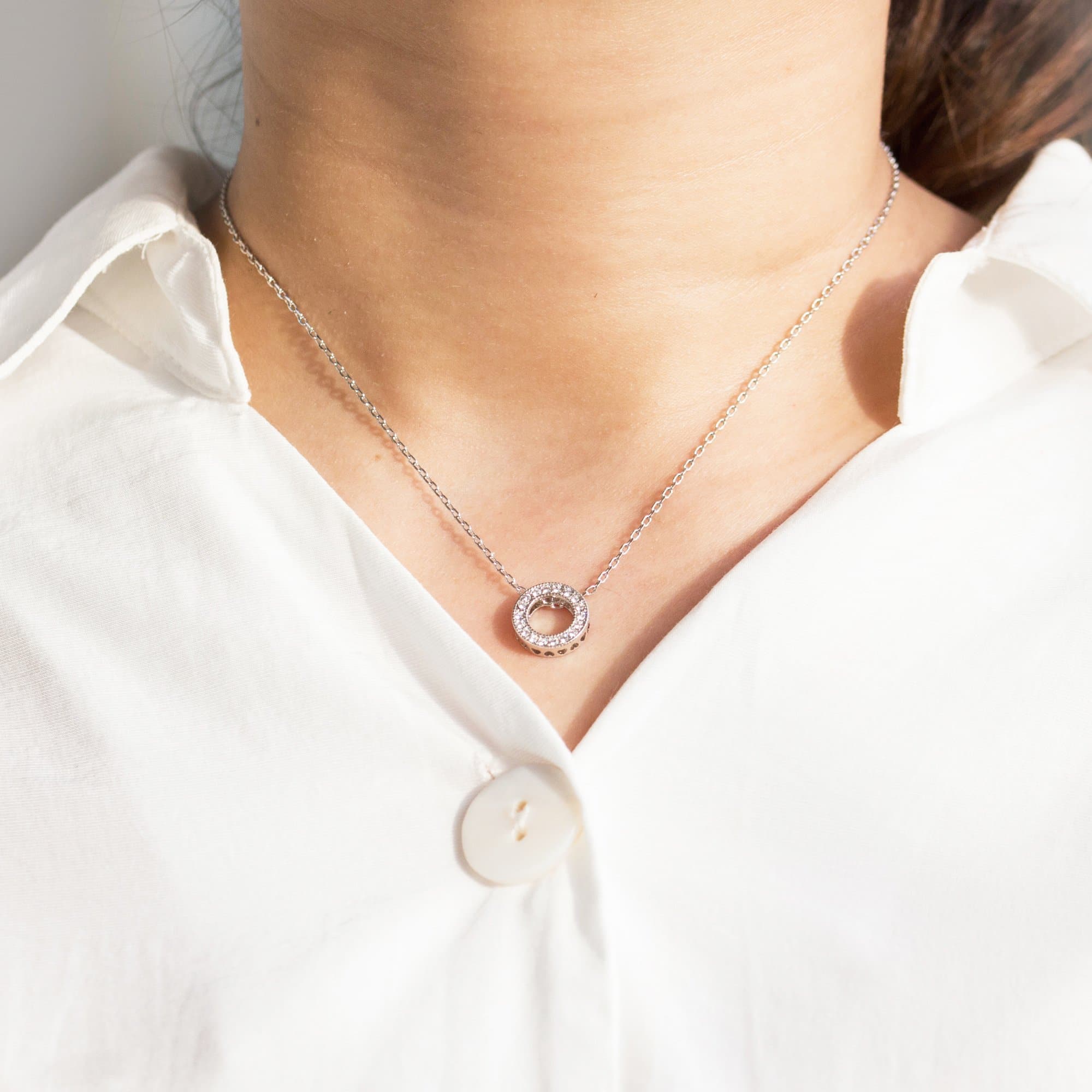 Silver Plated Circle of Life Necklace Created with Zircondia® Crystals