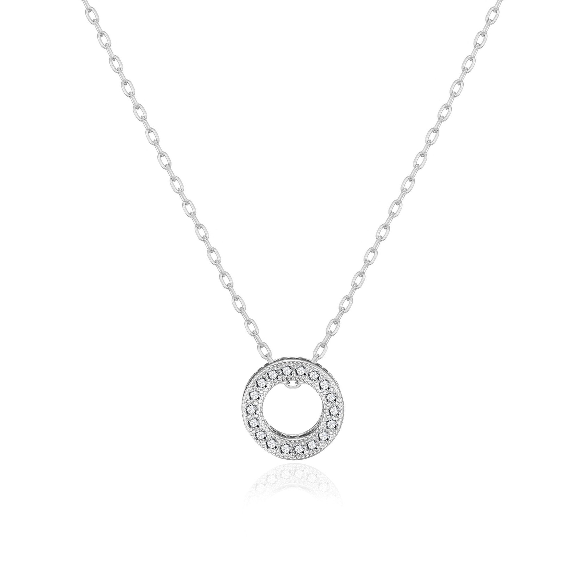 Silver Plated Circle of Life Necklace Created with Zircondia® Crystals