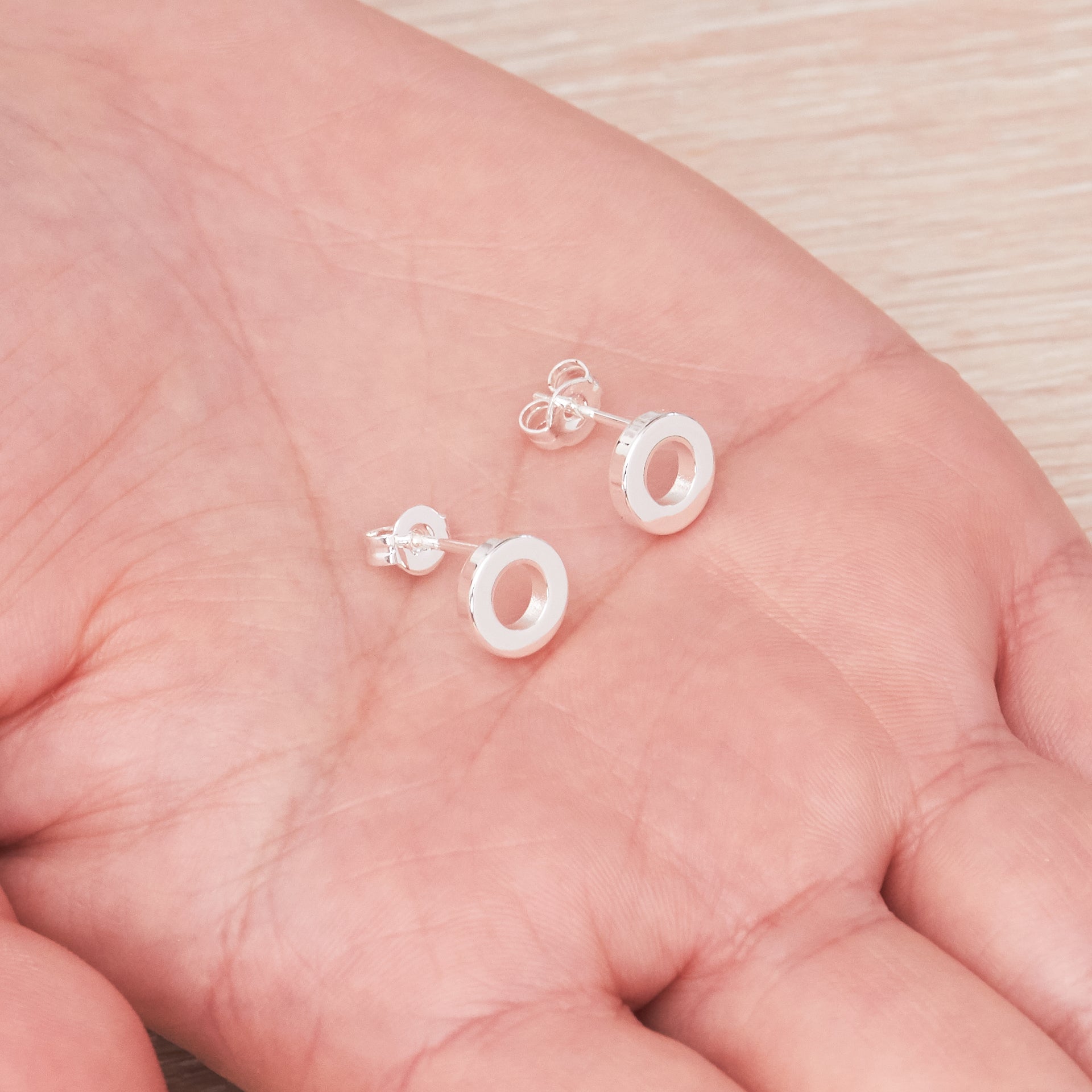 Silver Plated Circle Stud Earrings