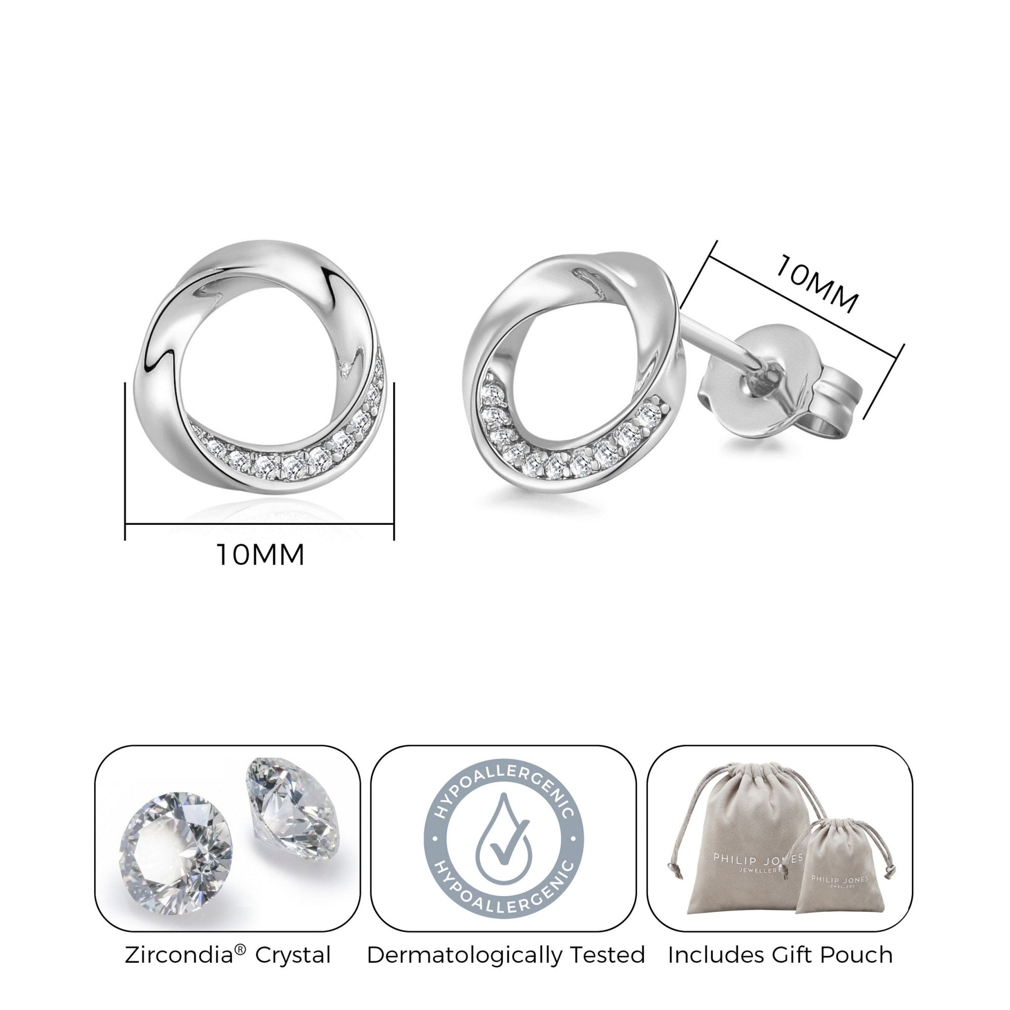 Silver Plated Circle Twist Earrings Created with Zircondia® Crystals