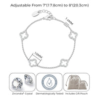 Silver Plated Clover Bracelet Created with Zircondia® Crystals