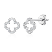 Silver Plated Clover Earrings Created with Zircondia® Crystals