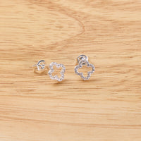 Silver Plated Clover Earrings Created with Zircondia® Crystals