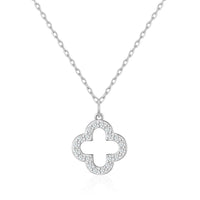 Silver Plated Clover Necklace Created with Zircondia® Crystals