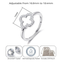 Silver Plated Clover Ring Created with Zircondia® Crystals