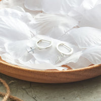 Silver Plated Cross Charm Hoop Earrings