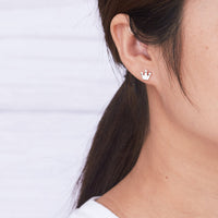 Silver Plated Crown Stud Earrings