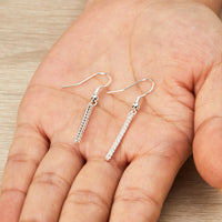 Silver Plated Crystal Bar Drop Earrings Created with Zircondia® Crystals