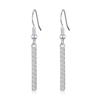 Silver Plated Crystal Bar Drop Earrings Created with Zircondia® Crystals