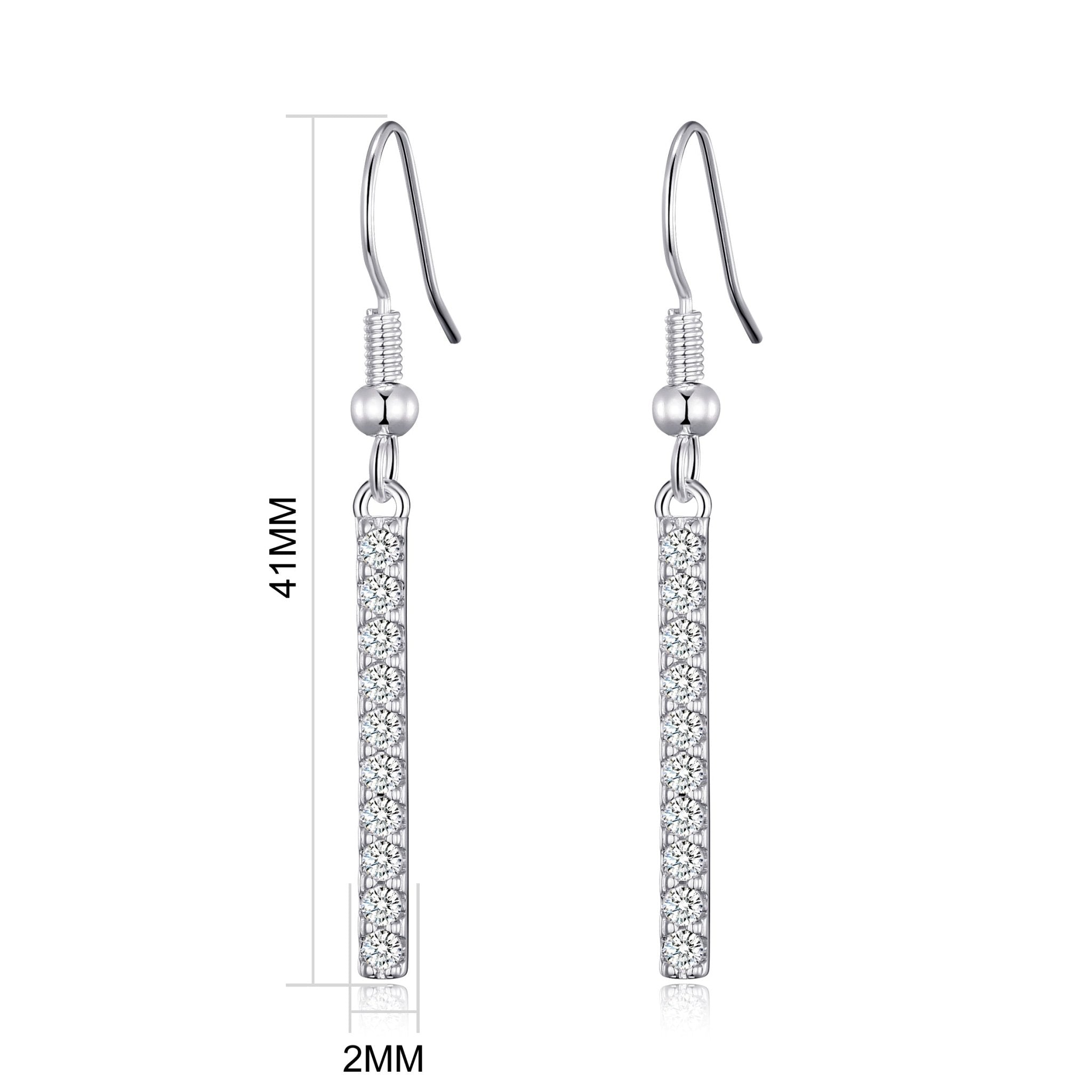 Silver Plated Crystal Bar Drop Earrings Created with Zircondia® Crystals