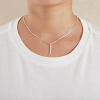 Silver Plated Crystal Bar Drop Necklace Created with Zircondia® Crystals