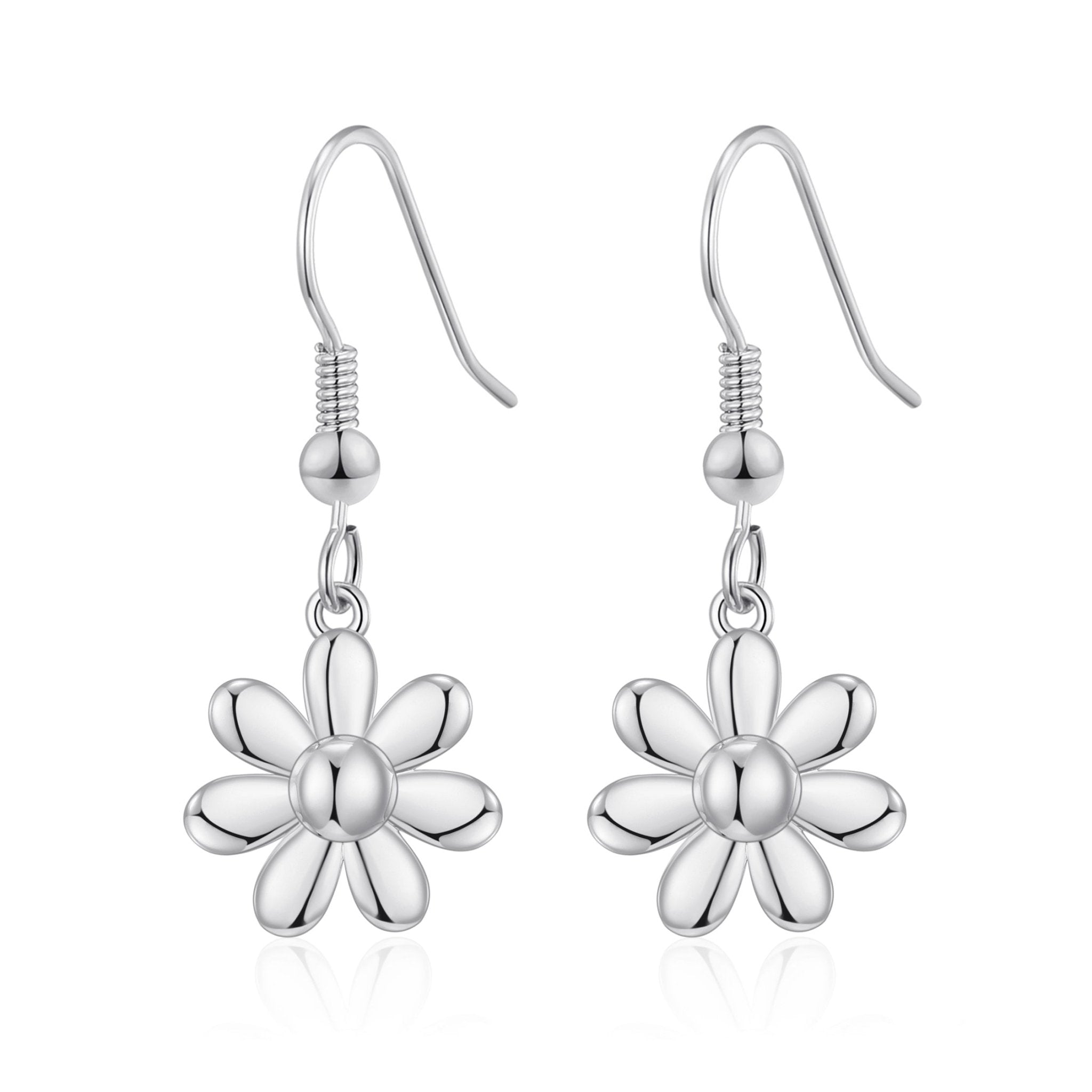 Silver Plated Daisy Drop Earrings