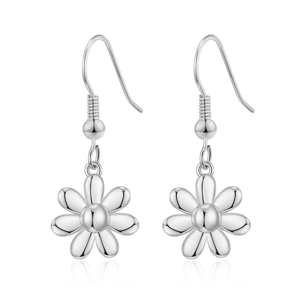 Silver Plated Daisy Drop Earrings