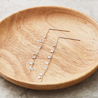 Silver Plated Dangle Thread Earrings Created with Zircondia® Crystals