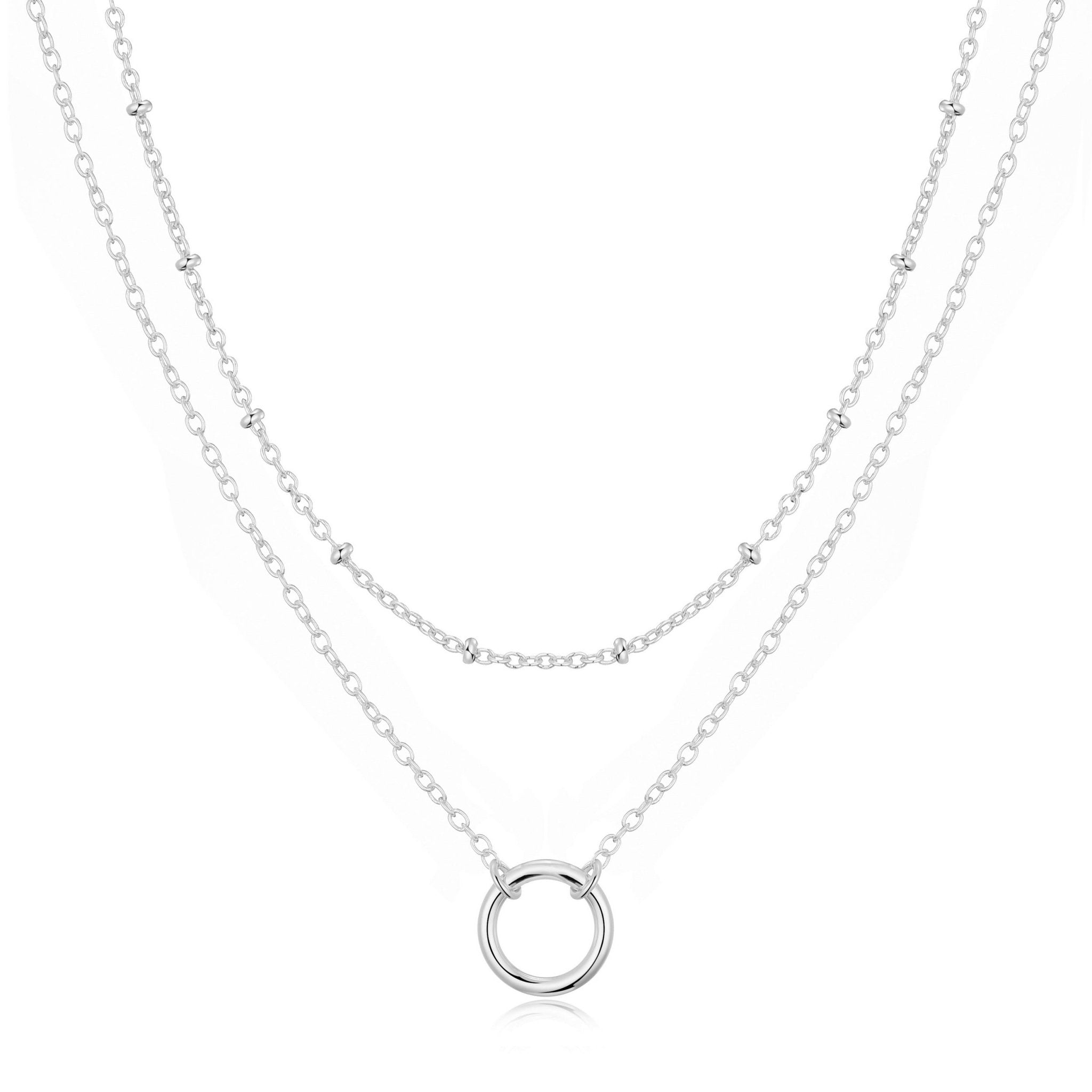 Silver Plated Double Layered Circle Necklace