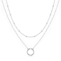 Silver Plated Double Layered Circle Necklace