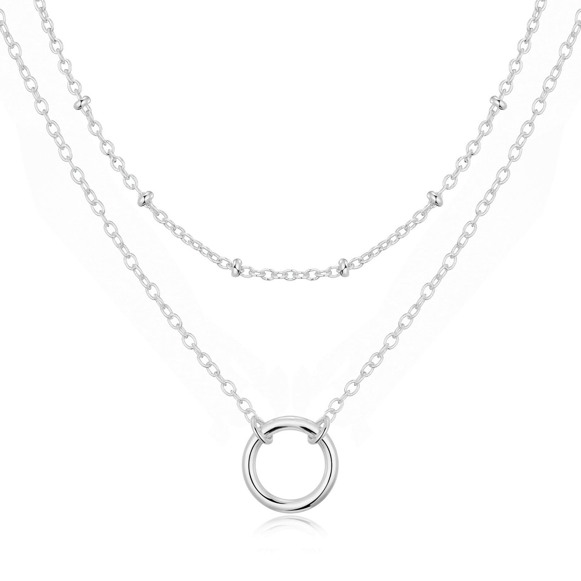 Silver Plated Double Layered Circle Necklace