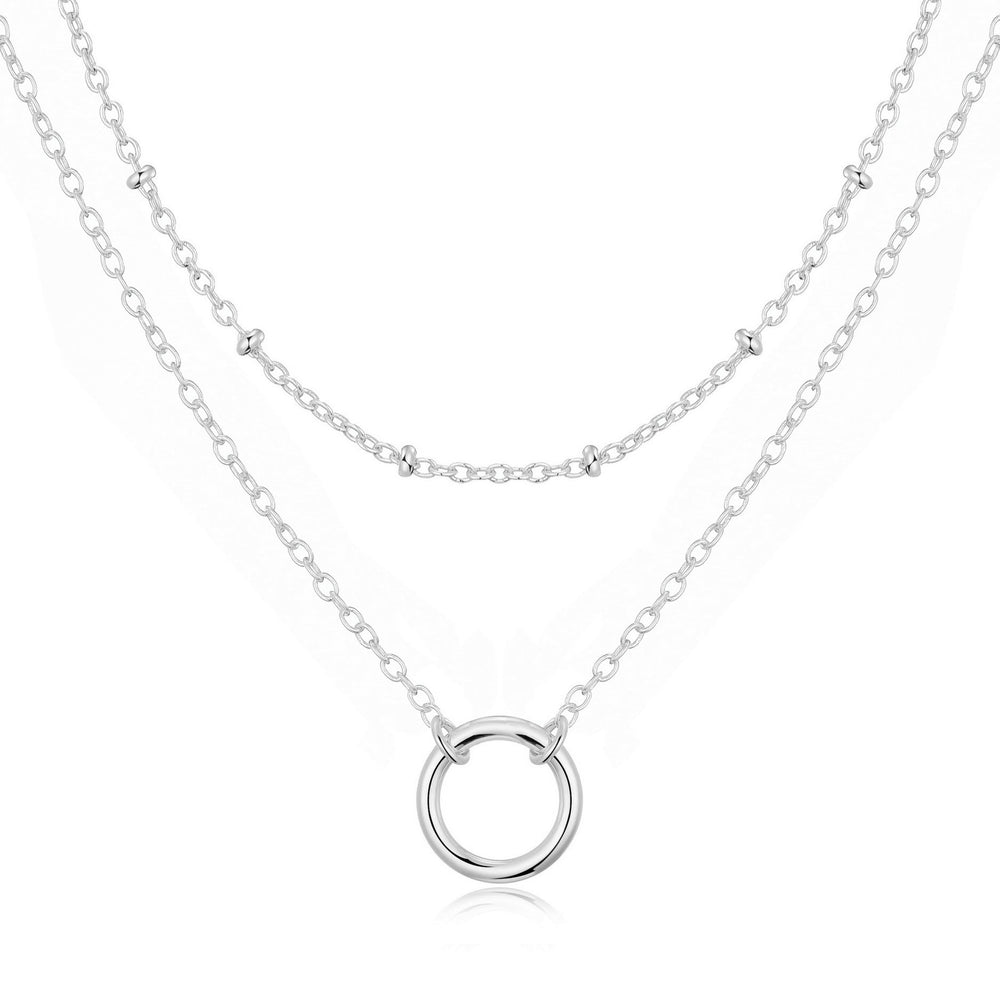 Silver Plated Double Layered Circle Necklace