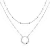 Silver Plated Double Layered Circle Necklace