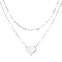 Silver Plated Double Layered Heart Necklace