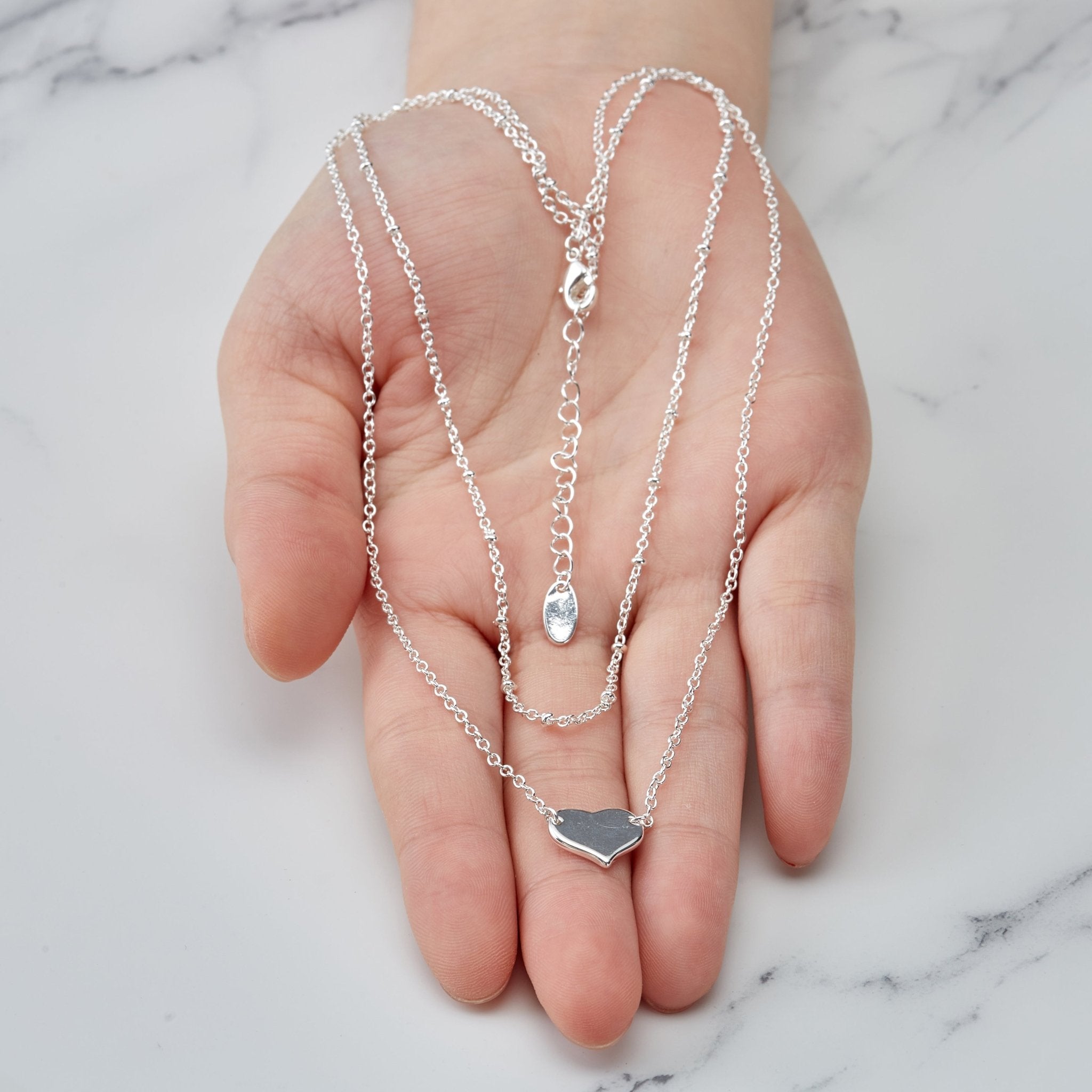 Silver Plated Double Layered Heart Necklace