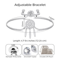 Silver Plated Dream Catcher Friendship Bracelet Created with Zircondia® Crystals