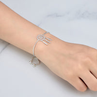 Silver Plated Dream Catcher Friendship Bracelet Created with Zircondia® Crystals