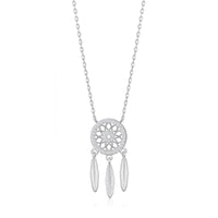 Silver Plated Dream Catcher Necklace Created with Zircondia® Crystals