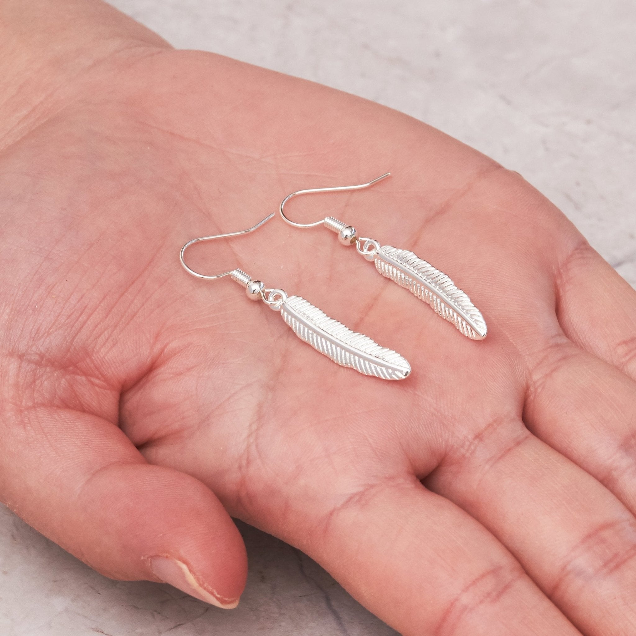 Silver Plated Feather Earrings