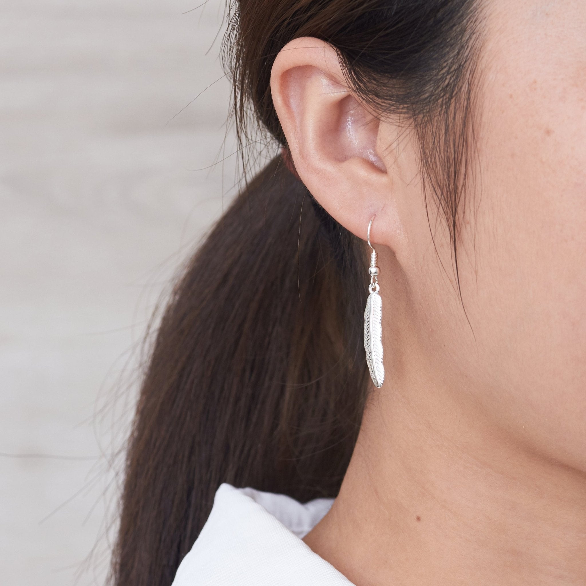 Silver Plated Feather Earrings