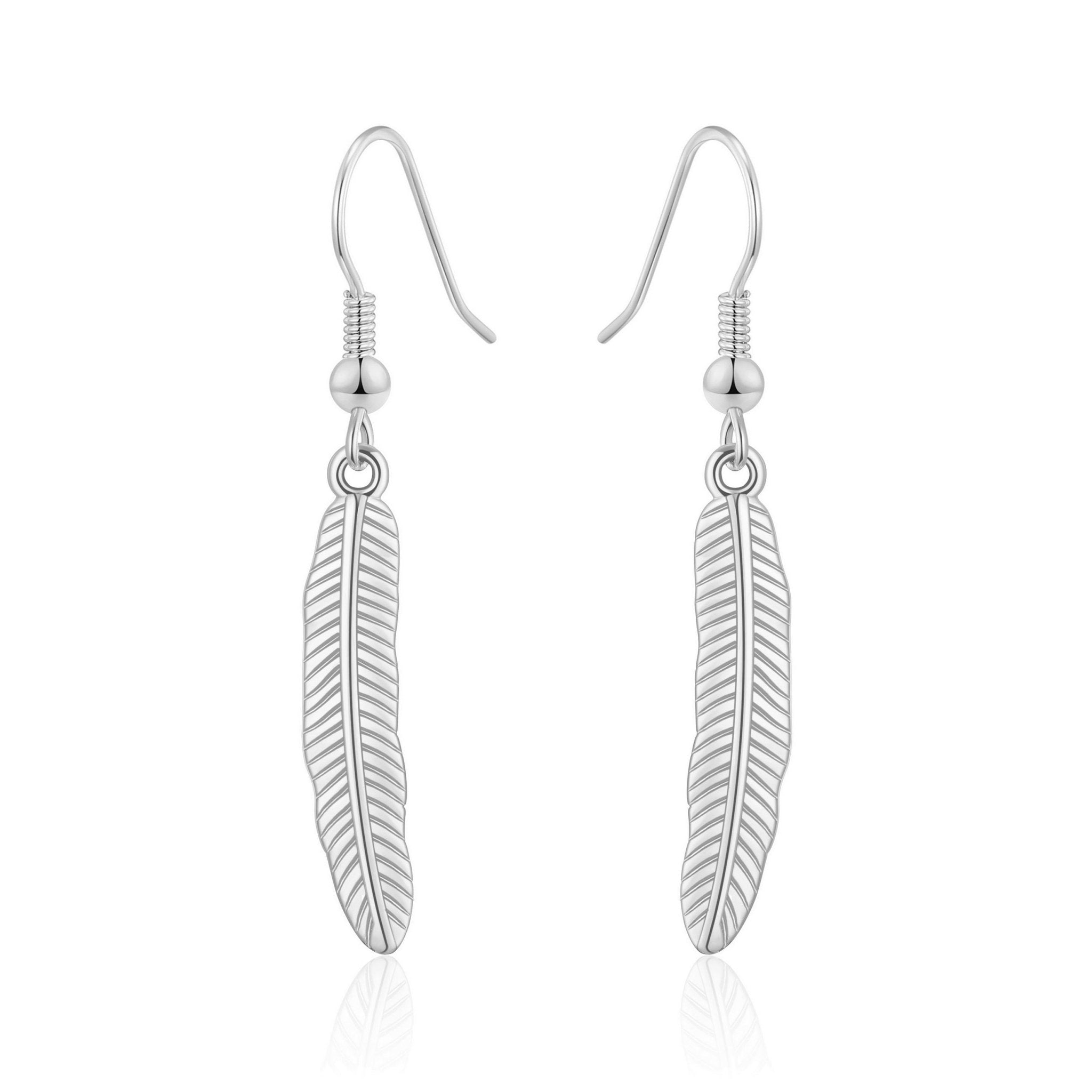 Silver Plated Feather Earrings