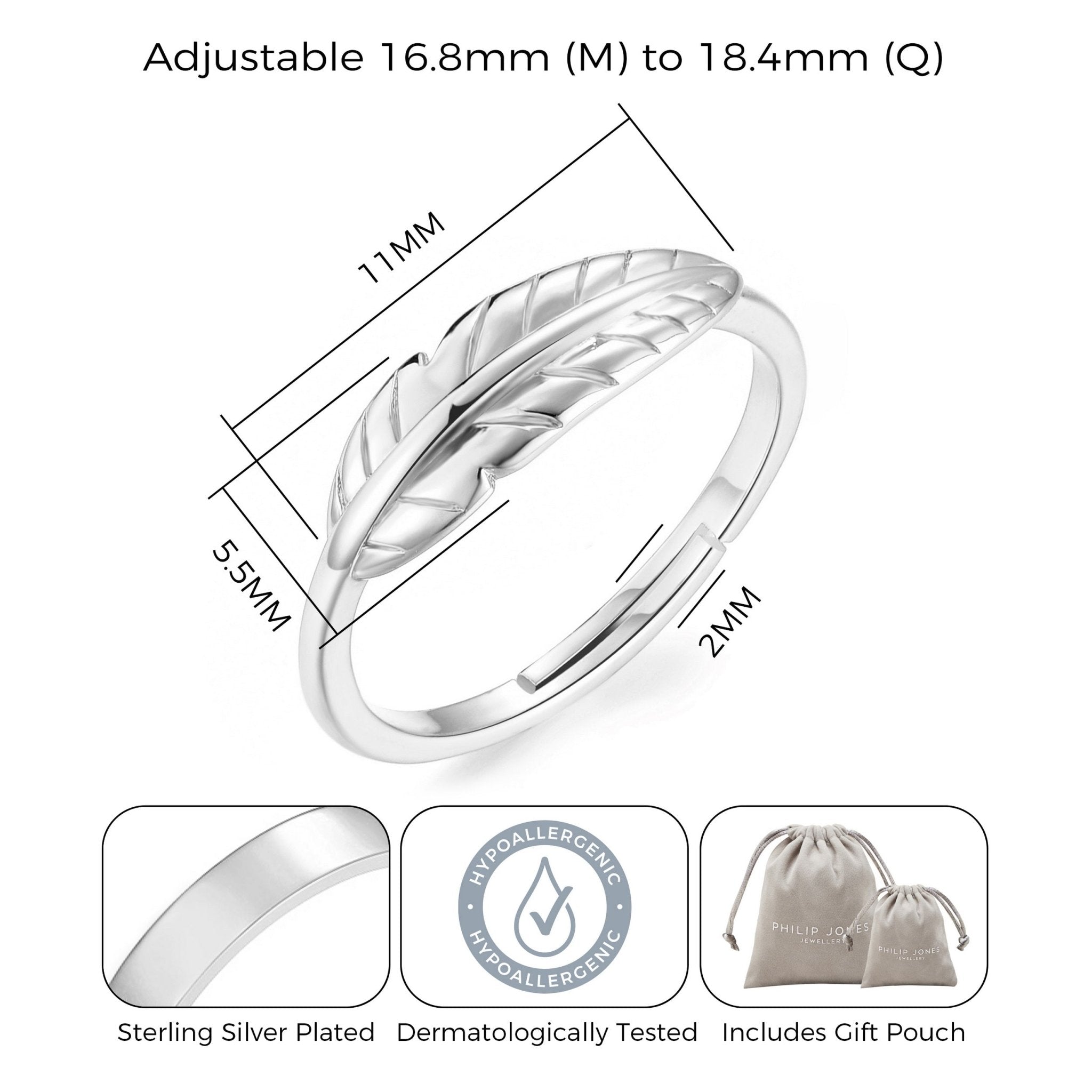 Silver Plated Feather Ring