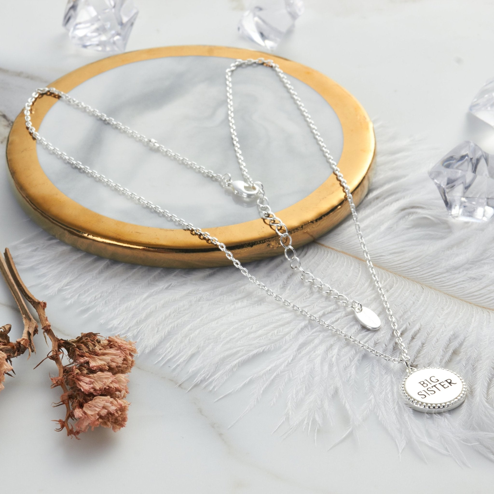 Silver Plated Filigree Disc Big Sister Necklace