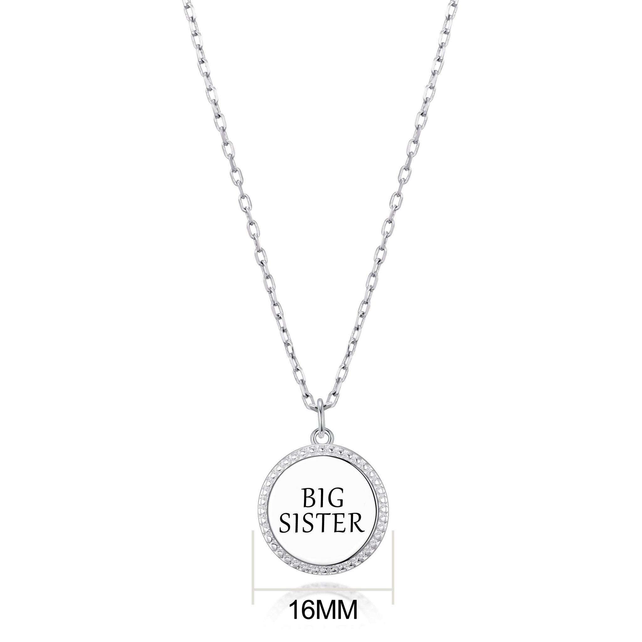 Silver Plated Filigree Disc Big Sister Necklace