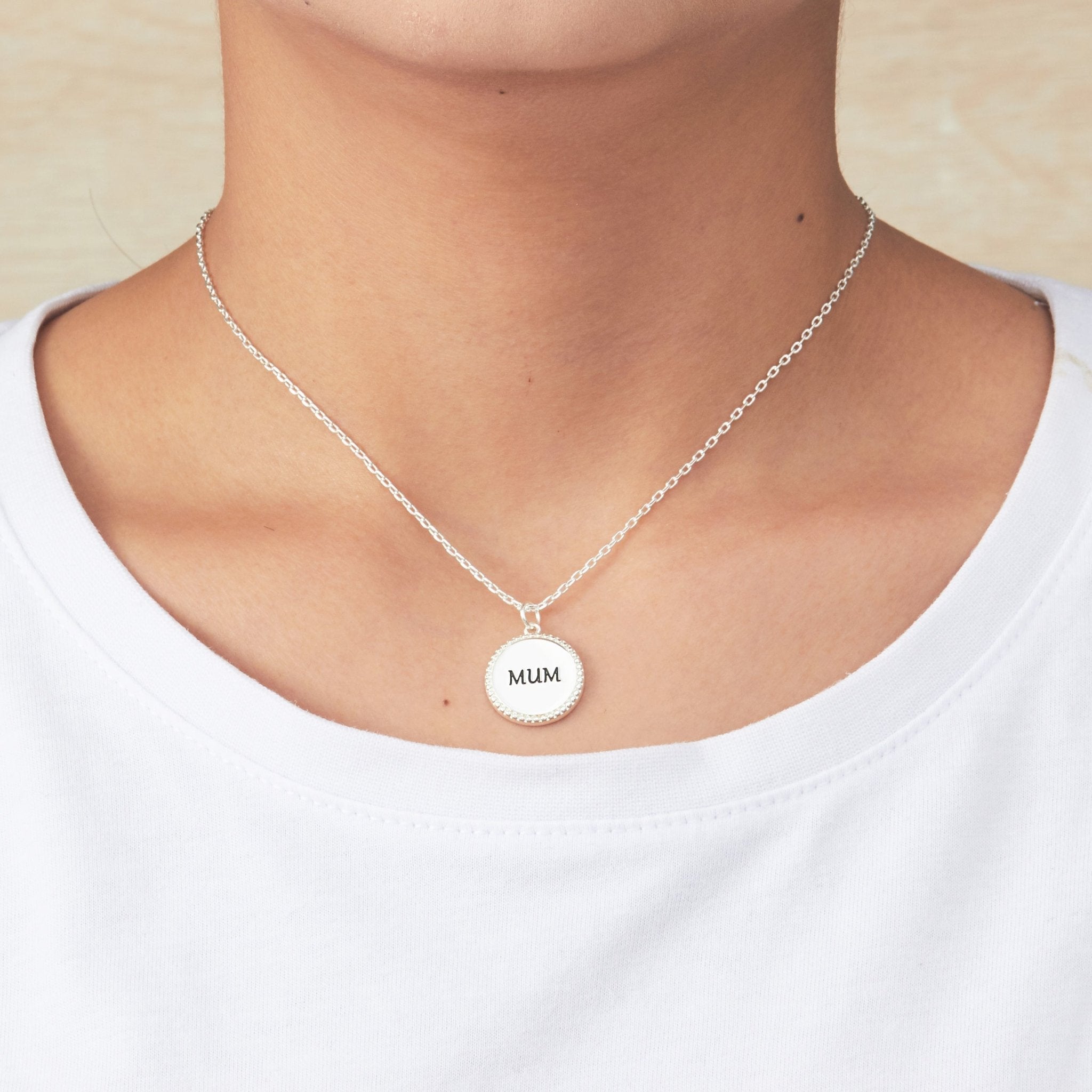 Silver Plated Filigree Disc Mum Necklace