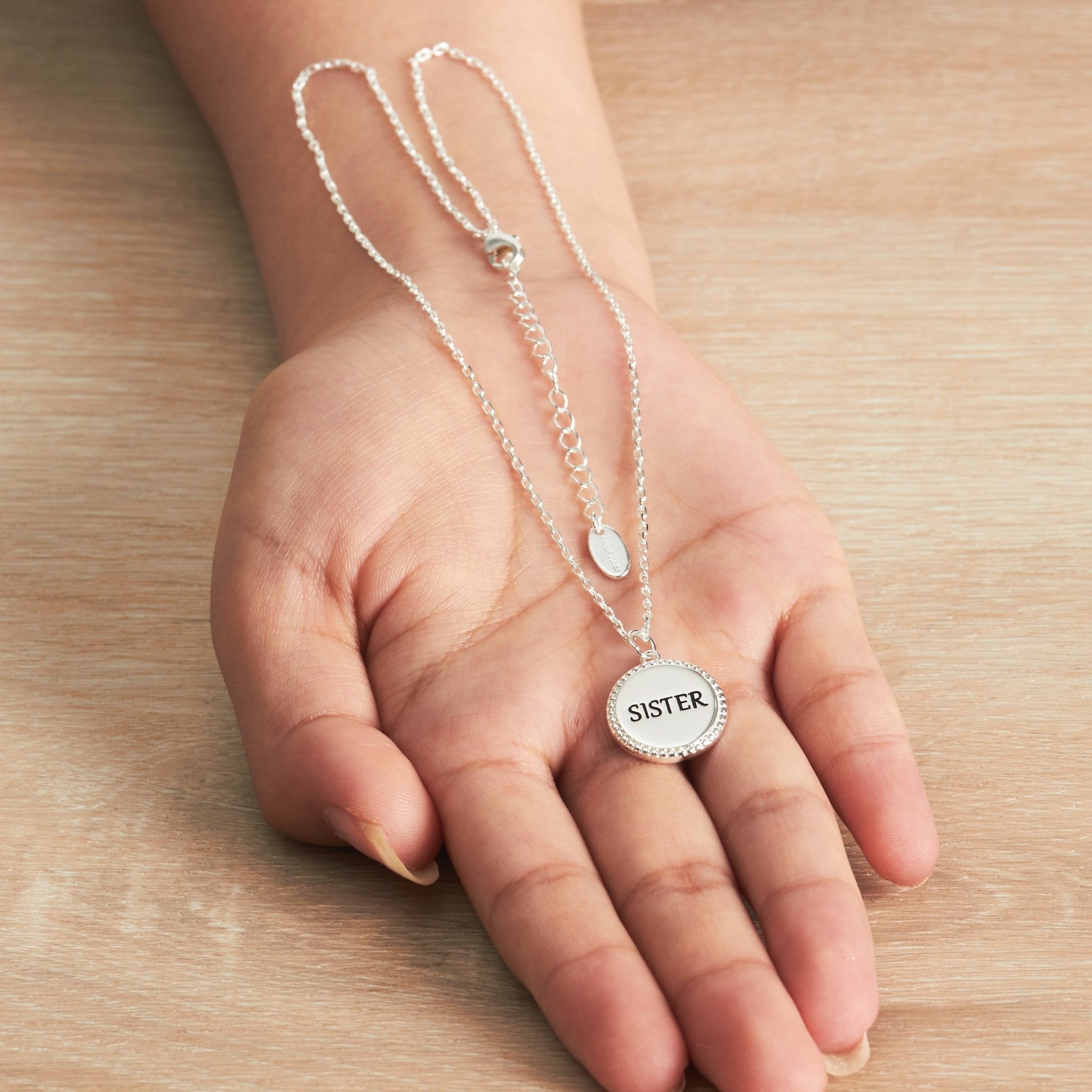 Silver Plated Filigree Disc Sister Necklace