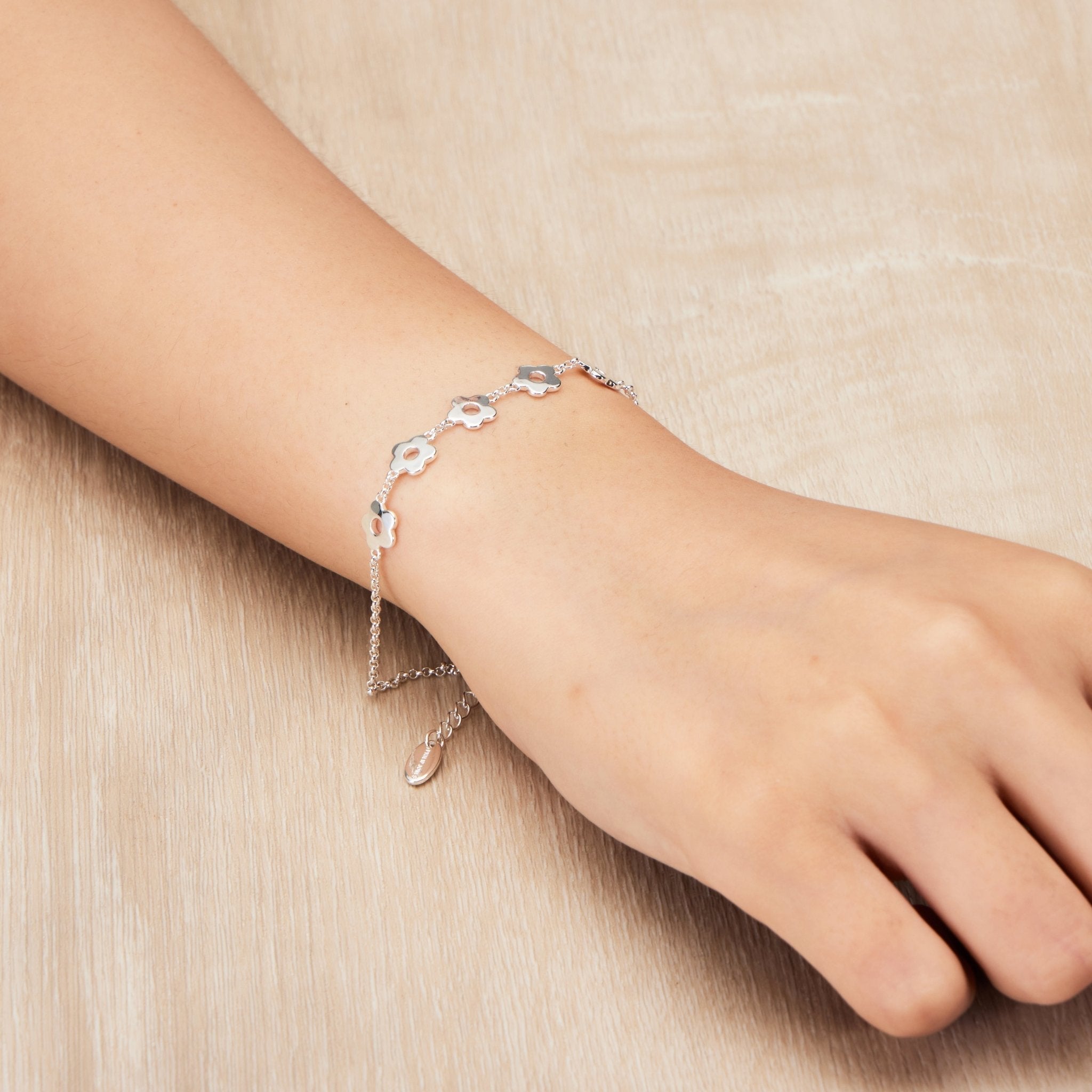 Silver Plated Flower Bracelet