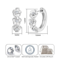 Silver Plated Flower Hoop Earrings Created with Zircondia® Crystals