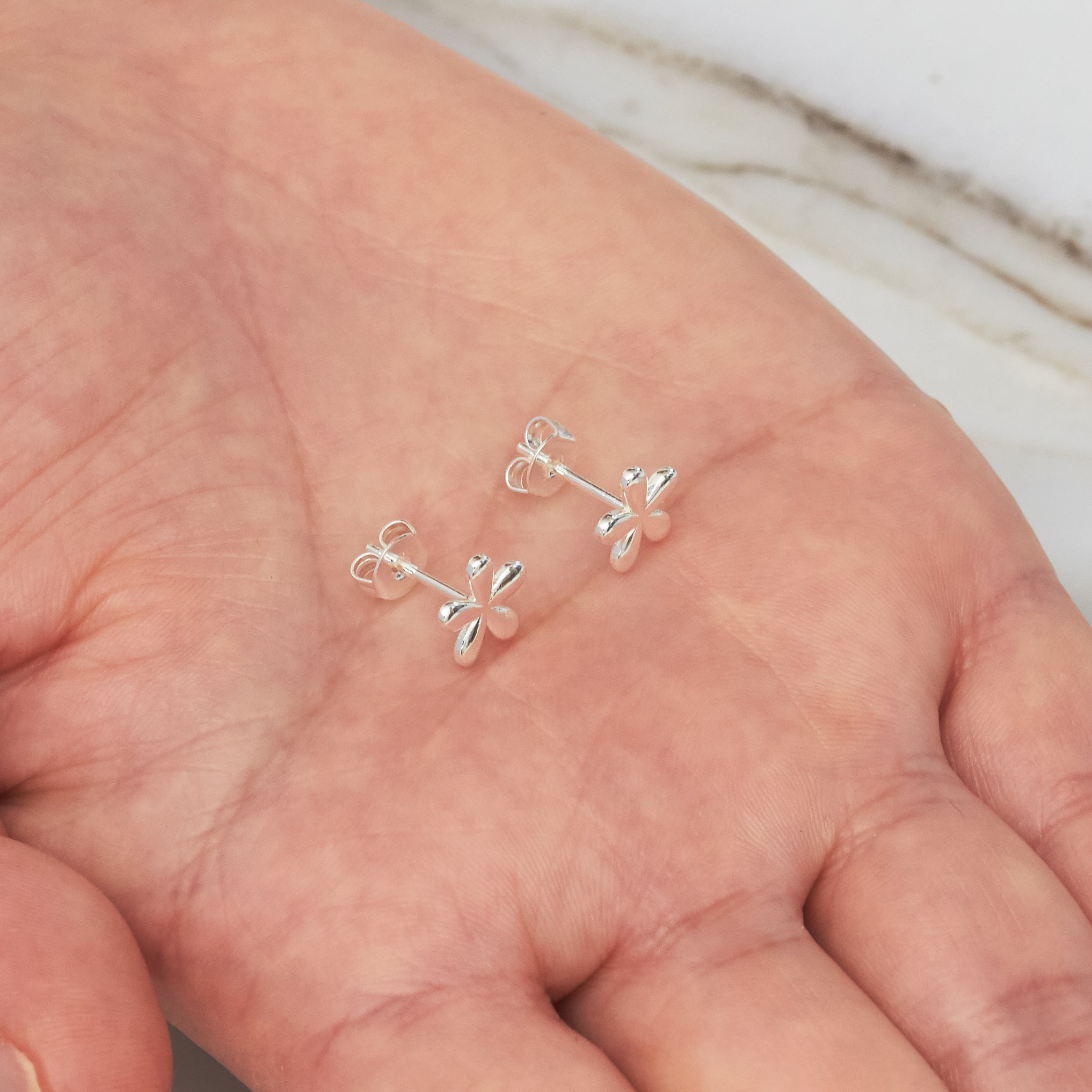 Silver Plated Flower Stud Earrings